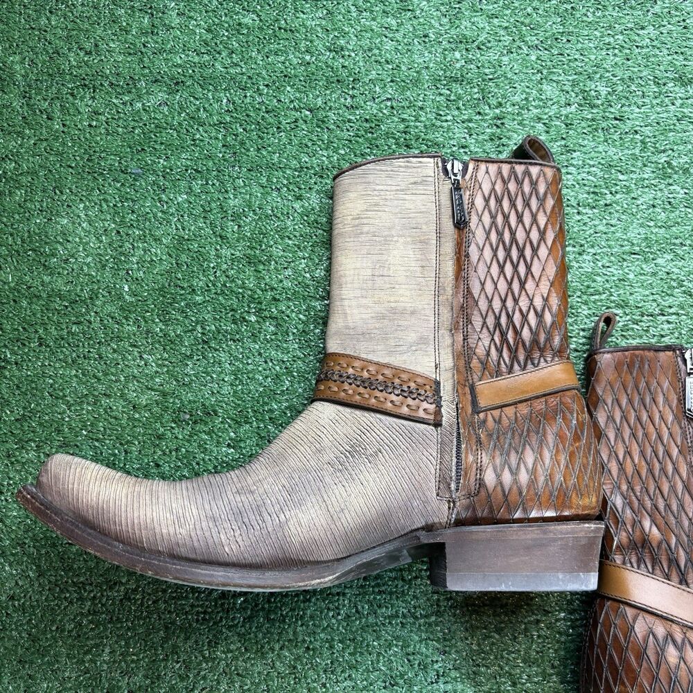 Cuadra Brown Half Python Boots Side Zip Rubber So… - image 6